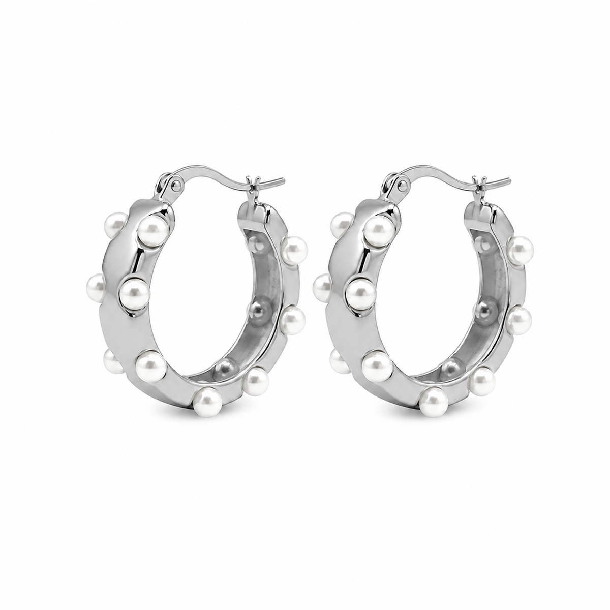 Pearl Hoop Oorbellen Zilver