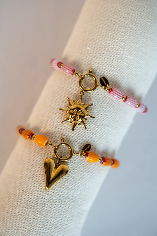 Beaded Charm Armband Oranje