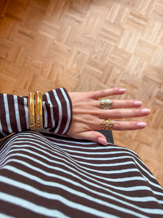 Ribbed Bangle Medium Goud