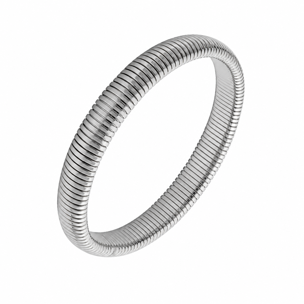 Ribbed Bangle Small Zilver