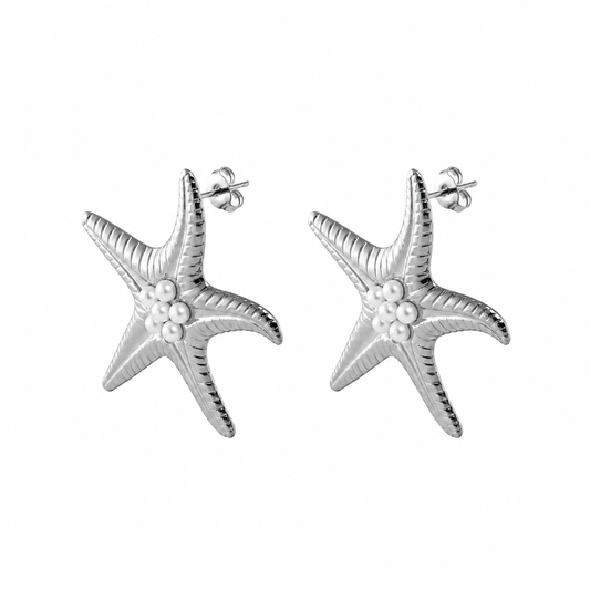 Starfish Pearl Oorbellen Zilver