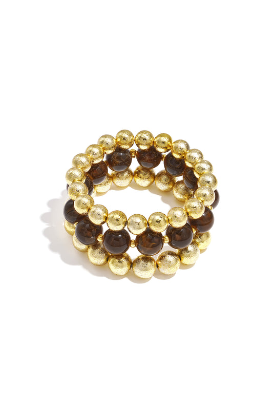 Stacked Bead Armband Set Goud