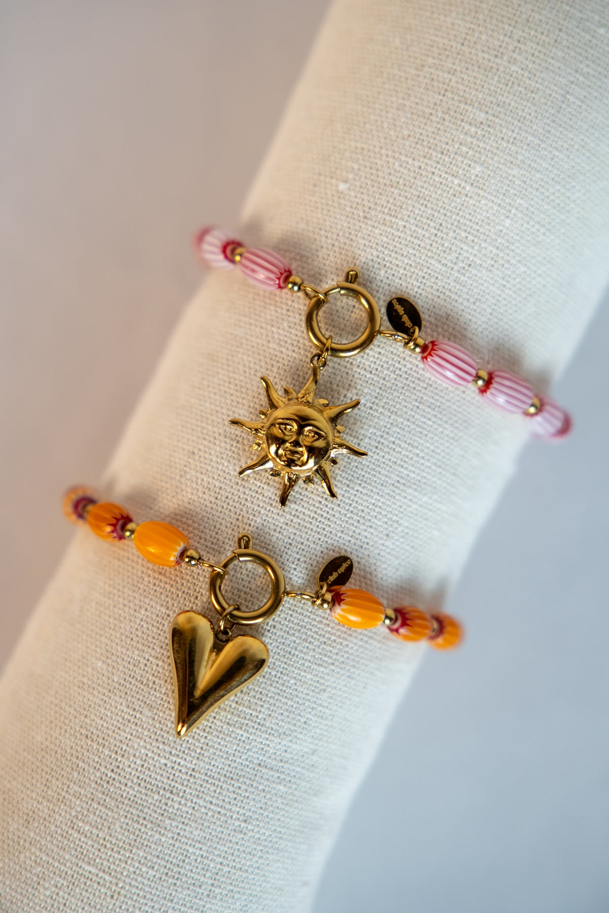 Beaded Charm Armband Oranje