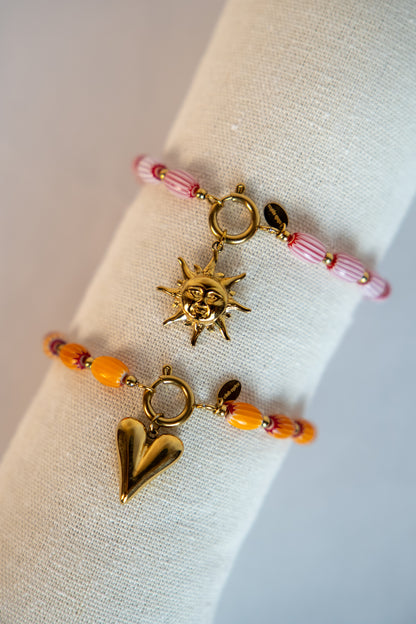 Beaded Charm Armband Oranje