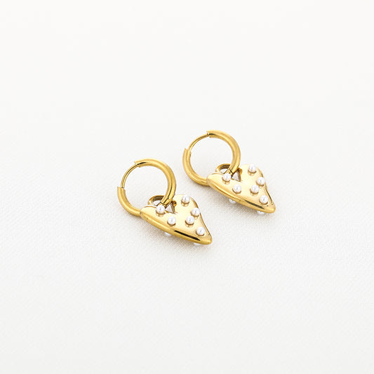 Pearl Heart Oorbellen Goud