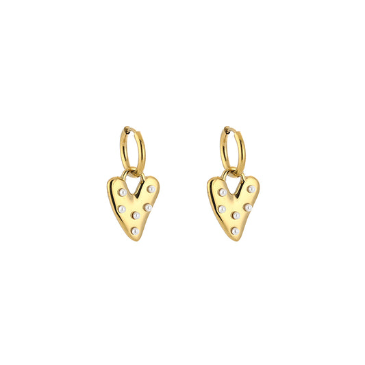 Pearl Heart Oorbellen Goud