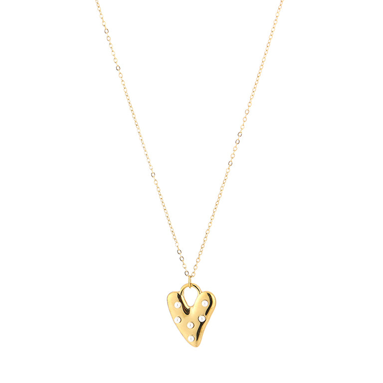 Pearl Heart Ketting Goud