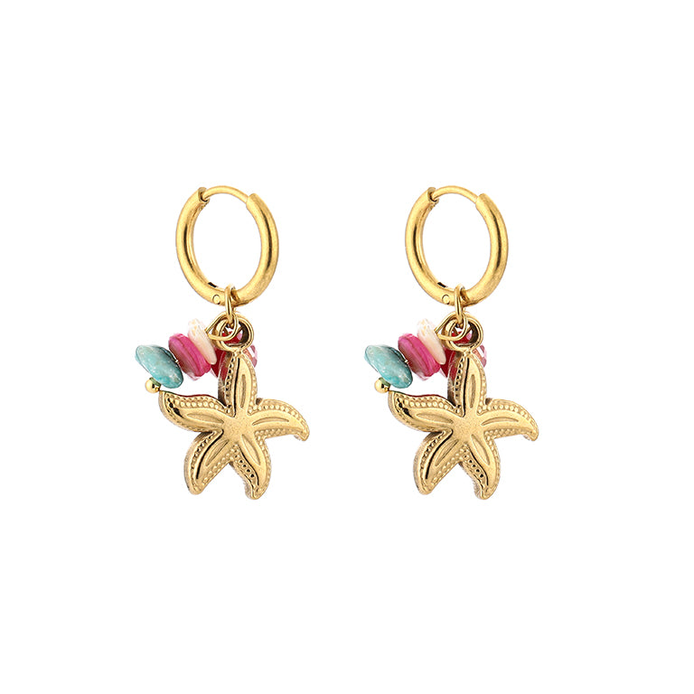 Beach Charm Oorbellen Goud