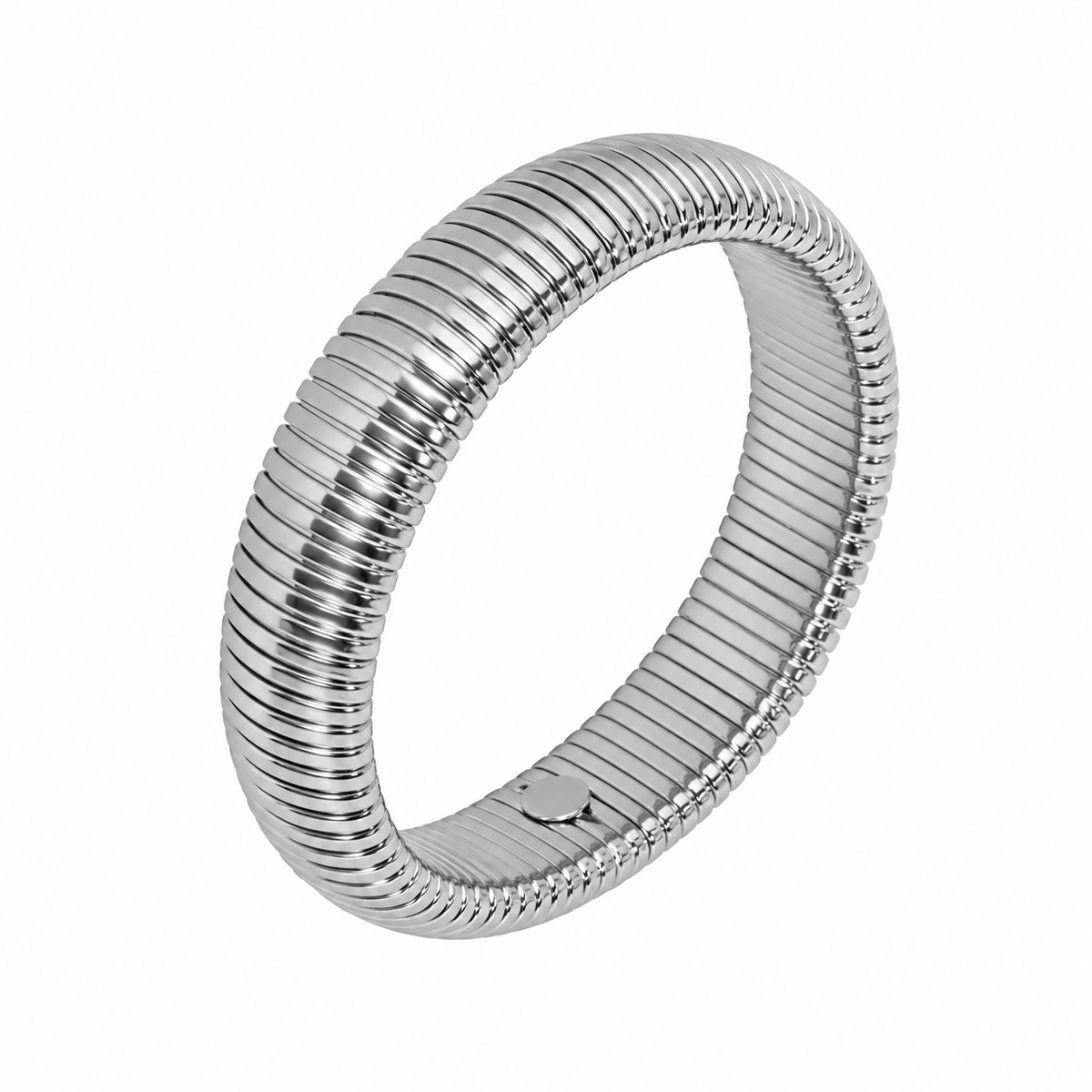 Ribbed Bangle Large Zilver