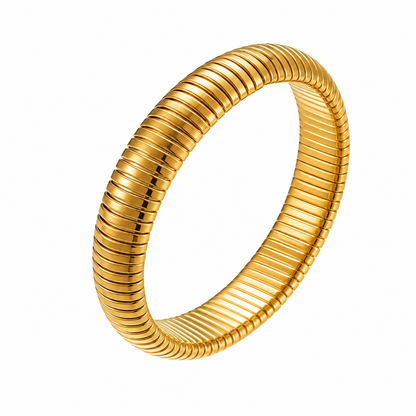 Ribbed Bangle Medium Goud