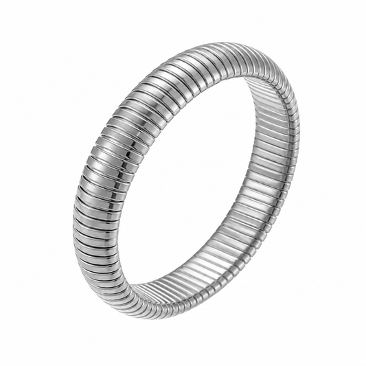 Ribbed Bangle Medium Zilver