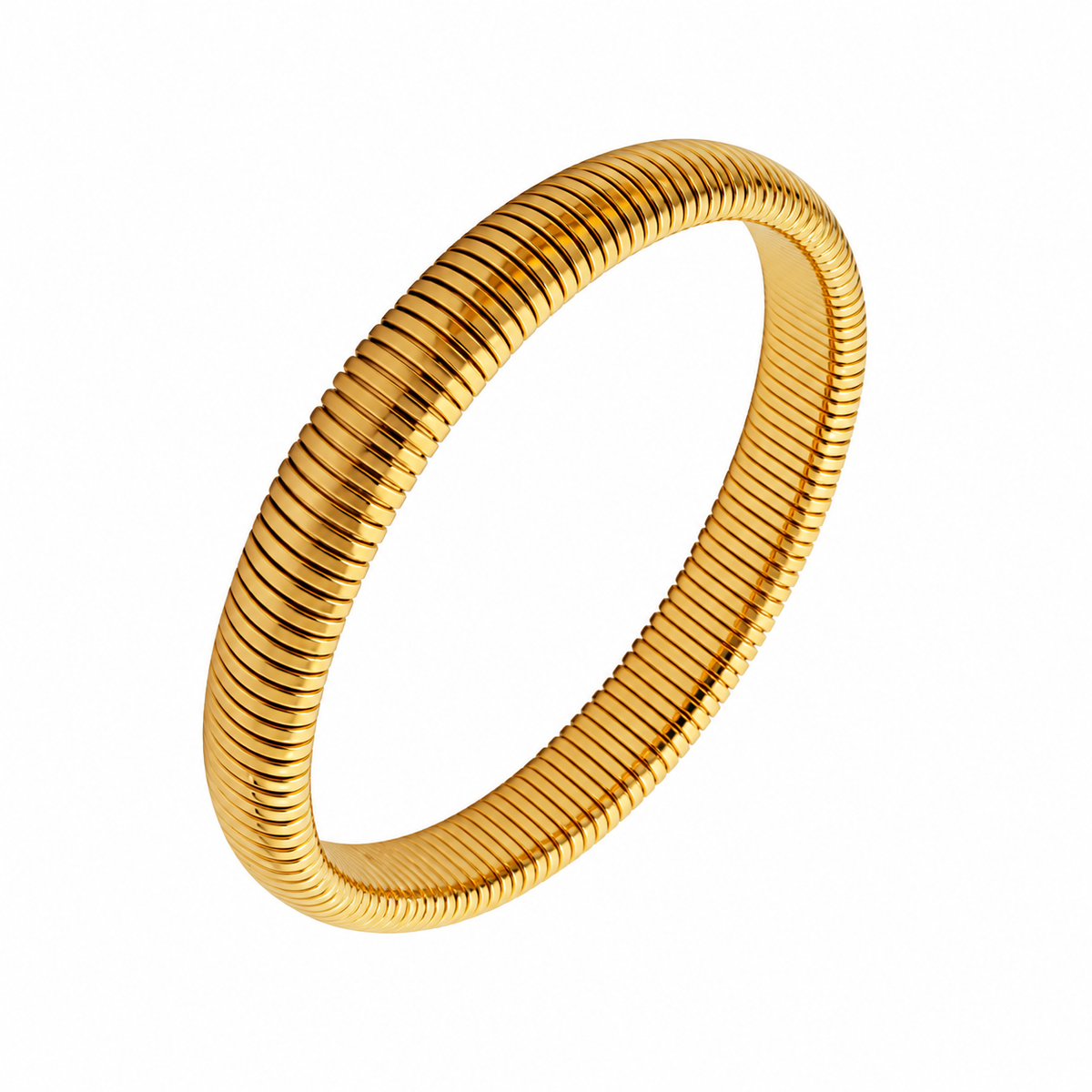 Ribbed Bangle Small Goud