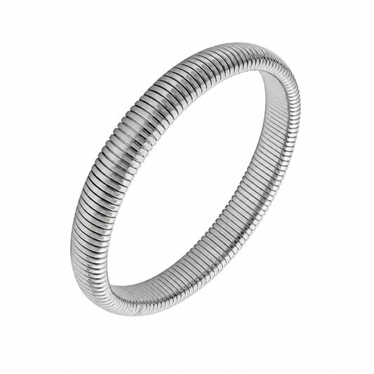 Ribbed Bangle Small Zilver