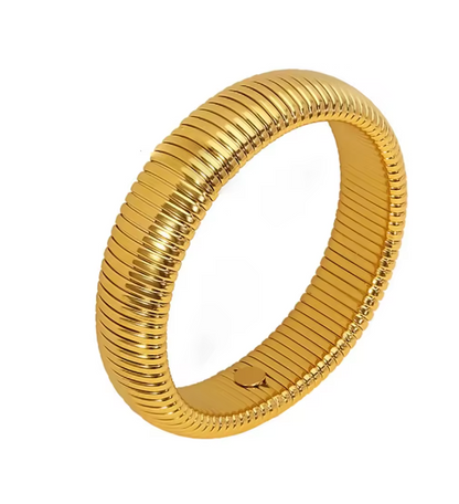 Ribbed Bangle Large Goud