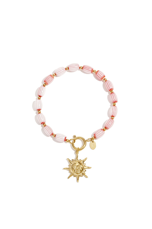 Beaded Charm Armband Roze