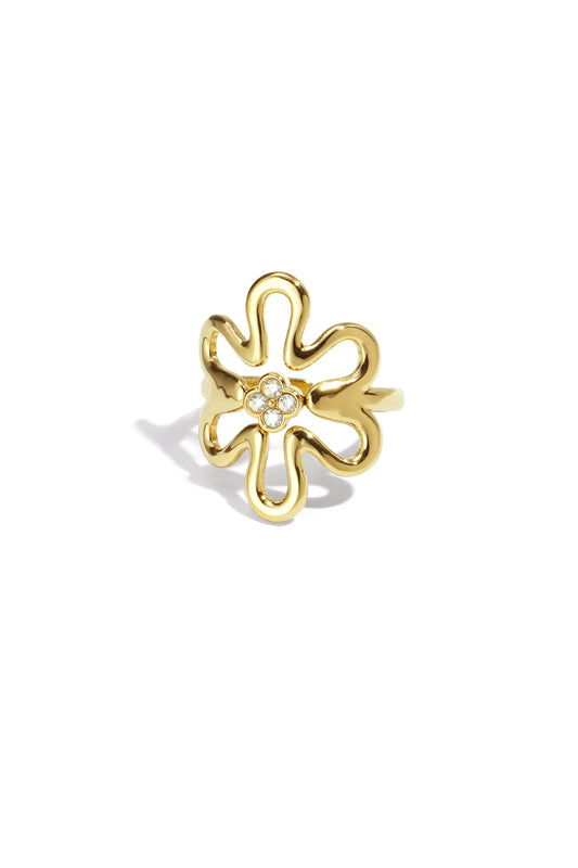 Flower Statement Ring Goud