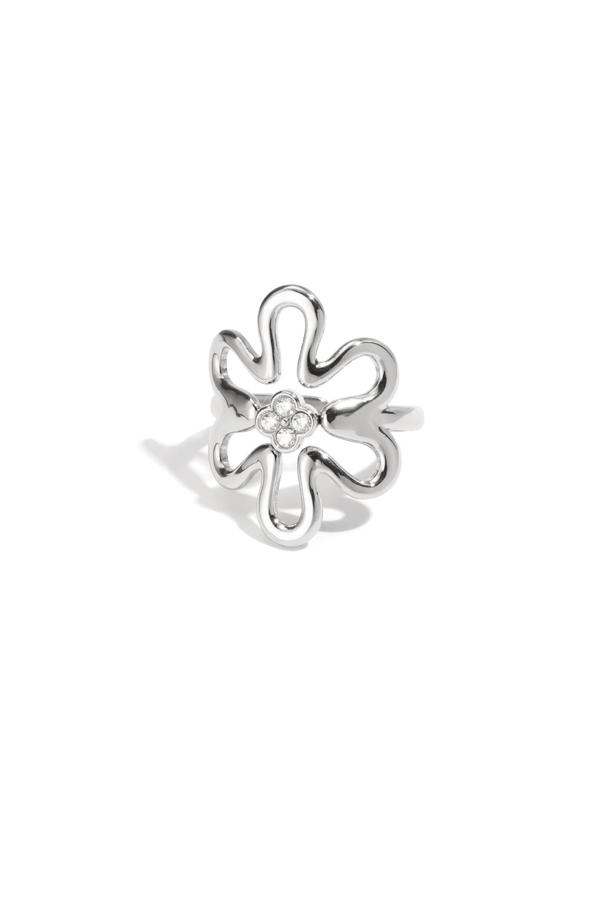 Flower Statement Ring Zilver