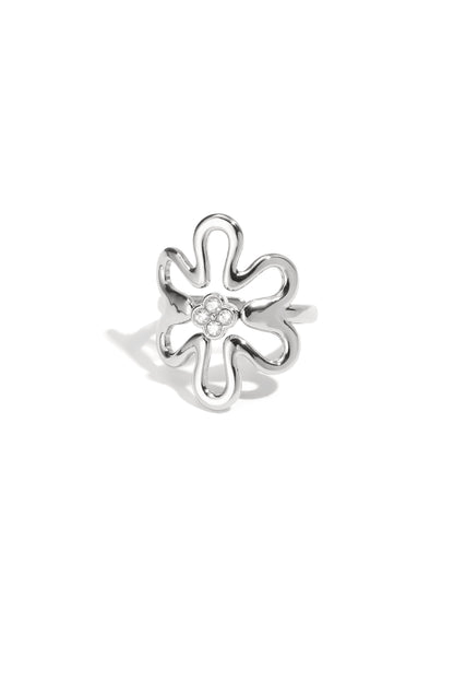 Flower Statement Ring Zilver