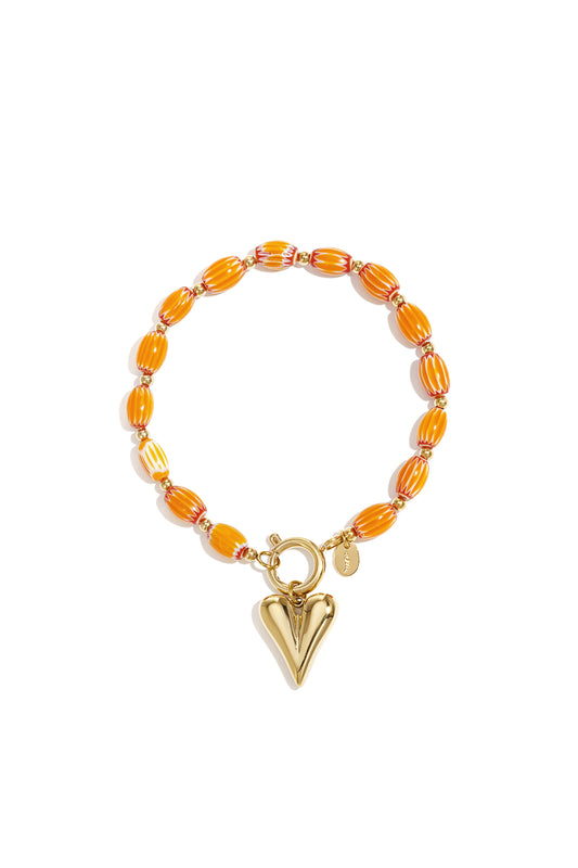 Beaded Charm Armband Oranje